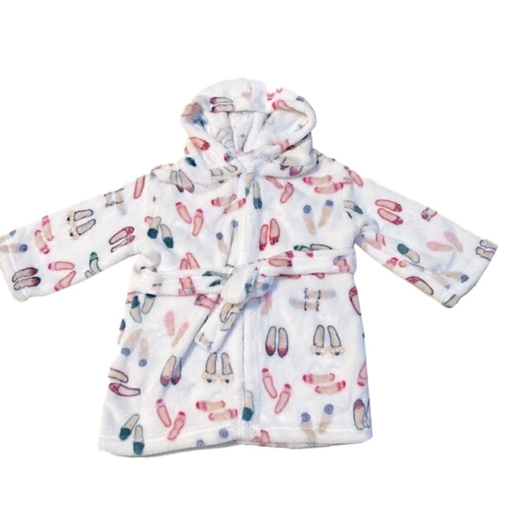 ❤️ 🆕 GIRLS FLEECE BALLET SHOES ROBE SIZE 12+ months